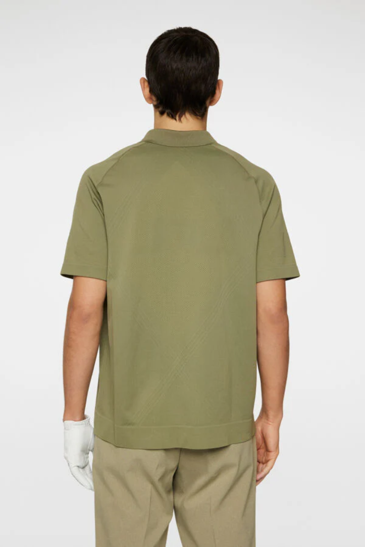 J.Lindeberg Mens Reg Fit Sanny Seamless Polo - OIL GREEN