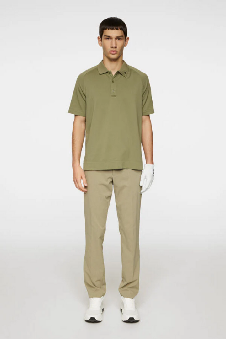 J.Lindeberg Mens Reg Fit Sanny Seamless Polo - OIL GREEN