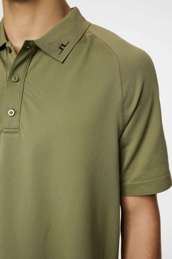 J.Lindeberg Mens Reg Fit Sanny Seamless Polo - OIL GREEN