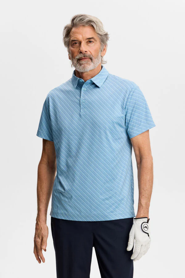 J.Lindeberg Men's Tod Print Polo - FLIGHT BRIDGE FEDERAL FORGET S