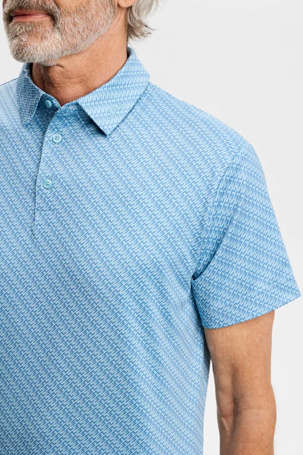 J.Lindeberg Men's Tod Print Polo - FLIGHT BRIDGE FEDERAL FORGET S