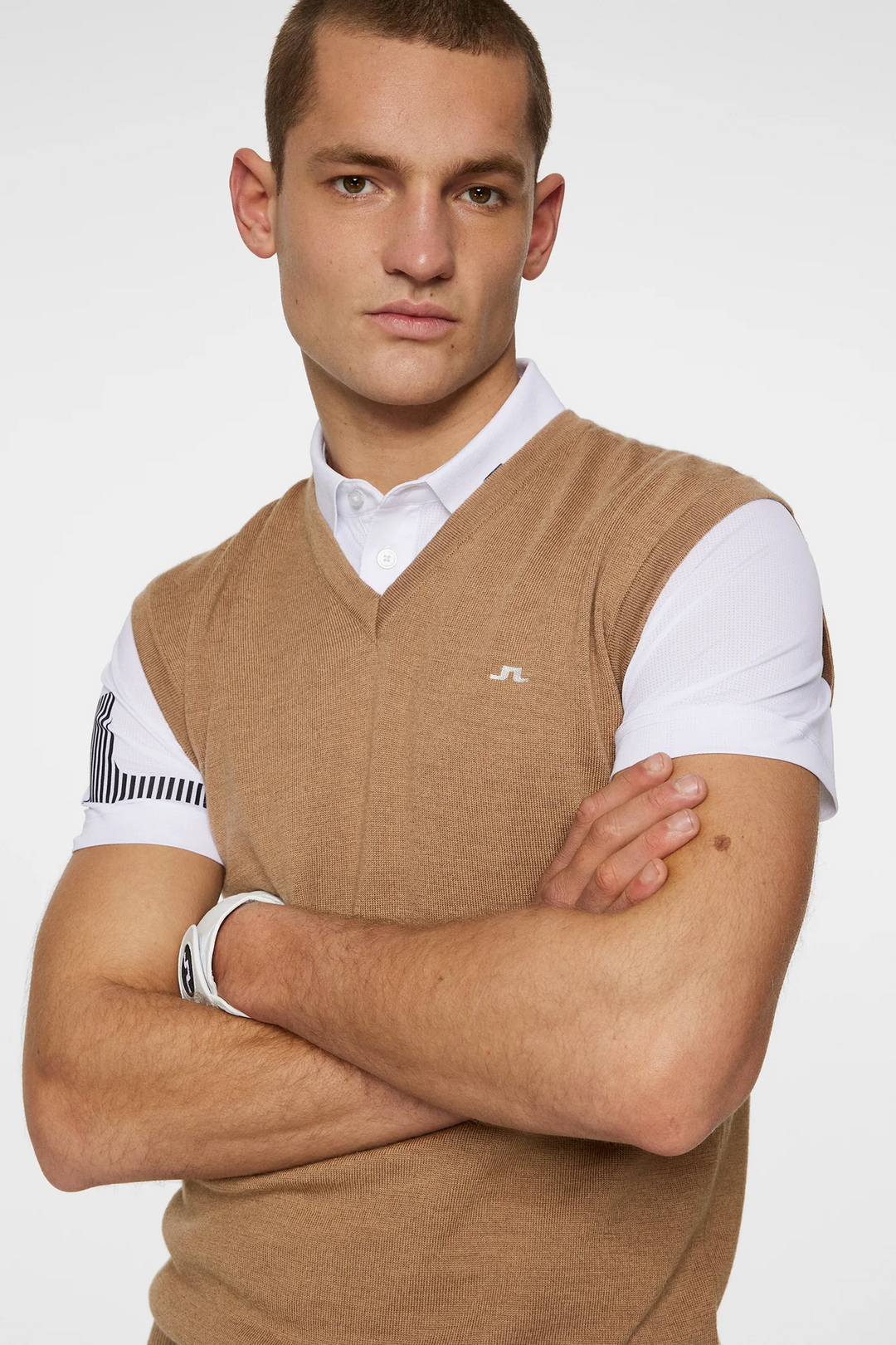 J.Lindeberg Men's Liam Knitted Wool Vest - TIGERS EYE