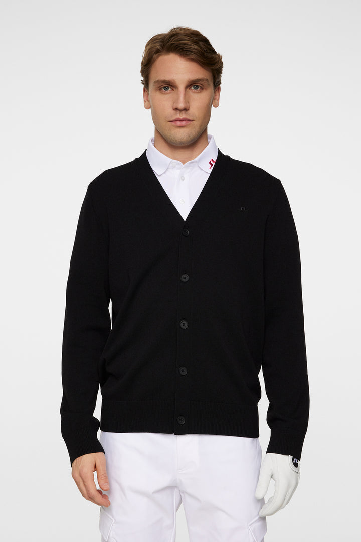 J.Lindeberg Men's Jarred Knitted Cardigan - BLACK