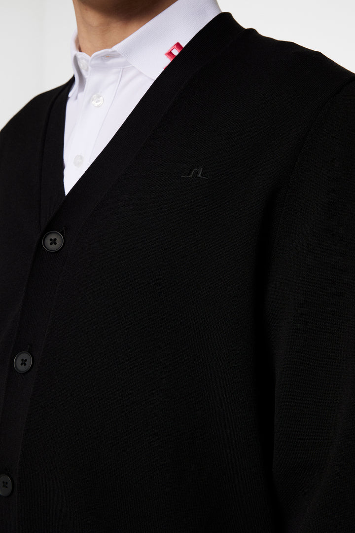 J.Lindeberg Men's Jarred Knitted Cardigan - BLACK