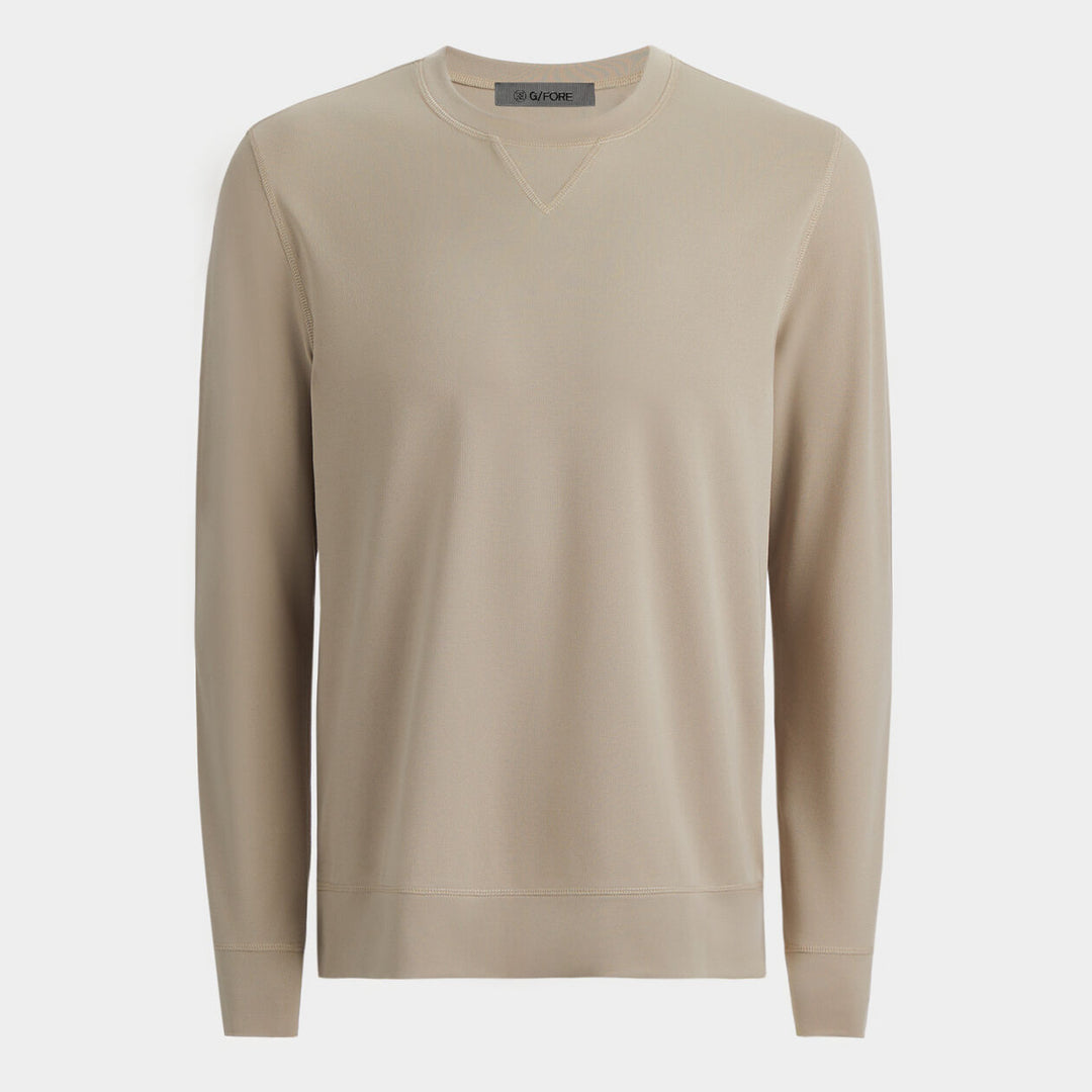 G/FORE MENS PERFORMANCE PIQUÉ CREWNECK LAYER - DUNE