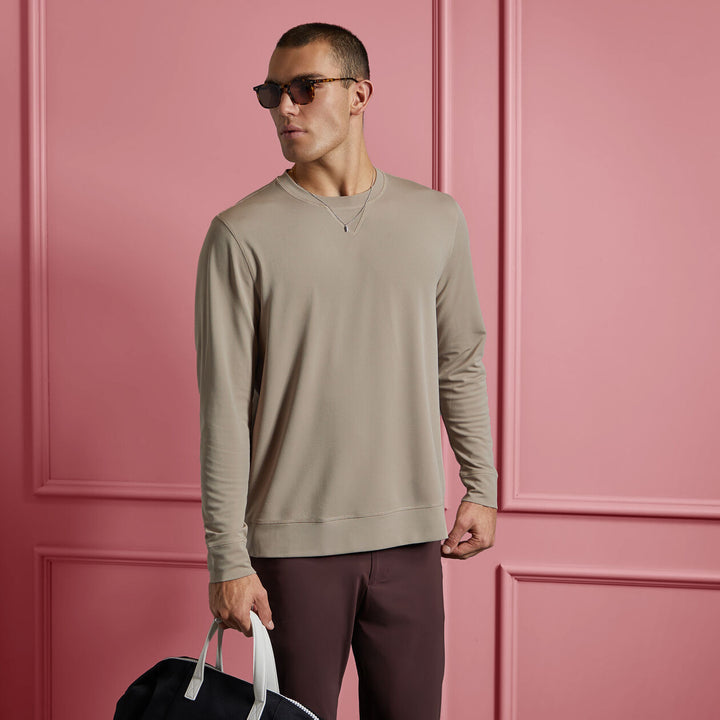 G/FORE MENS PERFORMANCE PIQUÉ CREWNECK LAYER - DUNE