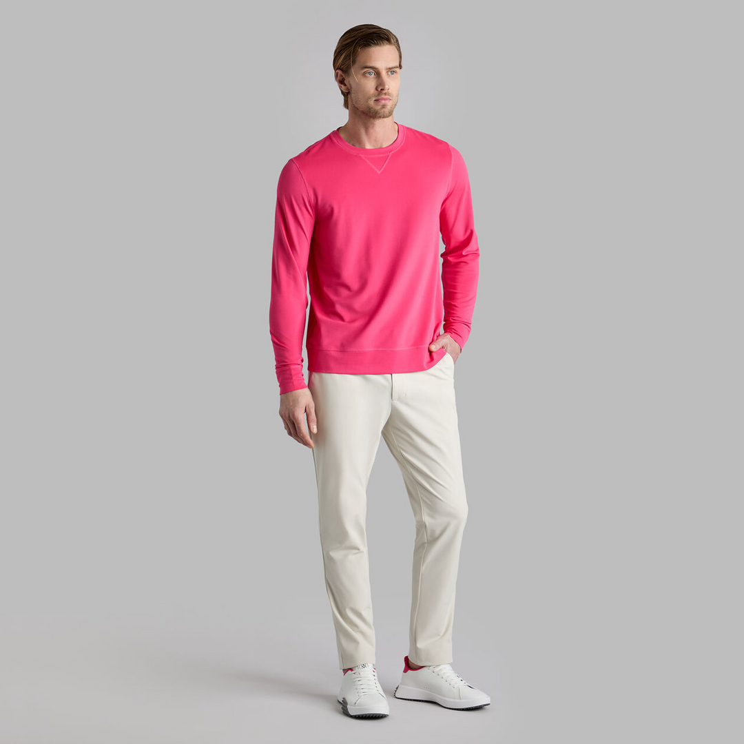 G/FORE MEN'S PERFORMANCE PIQUÉ CREWNECK LAYER - FRAMBOISE