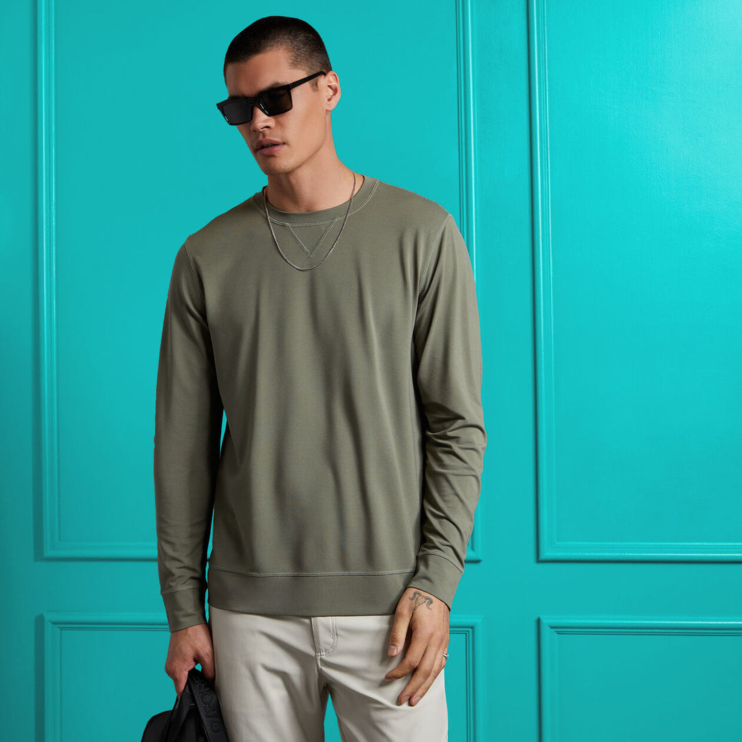 G/FORE MENS PERFORMANCE PIQUÉ CREWNECK LAYER - ISLE