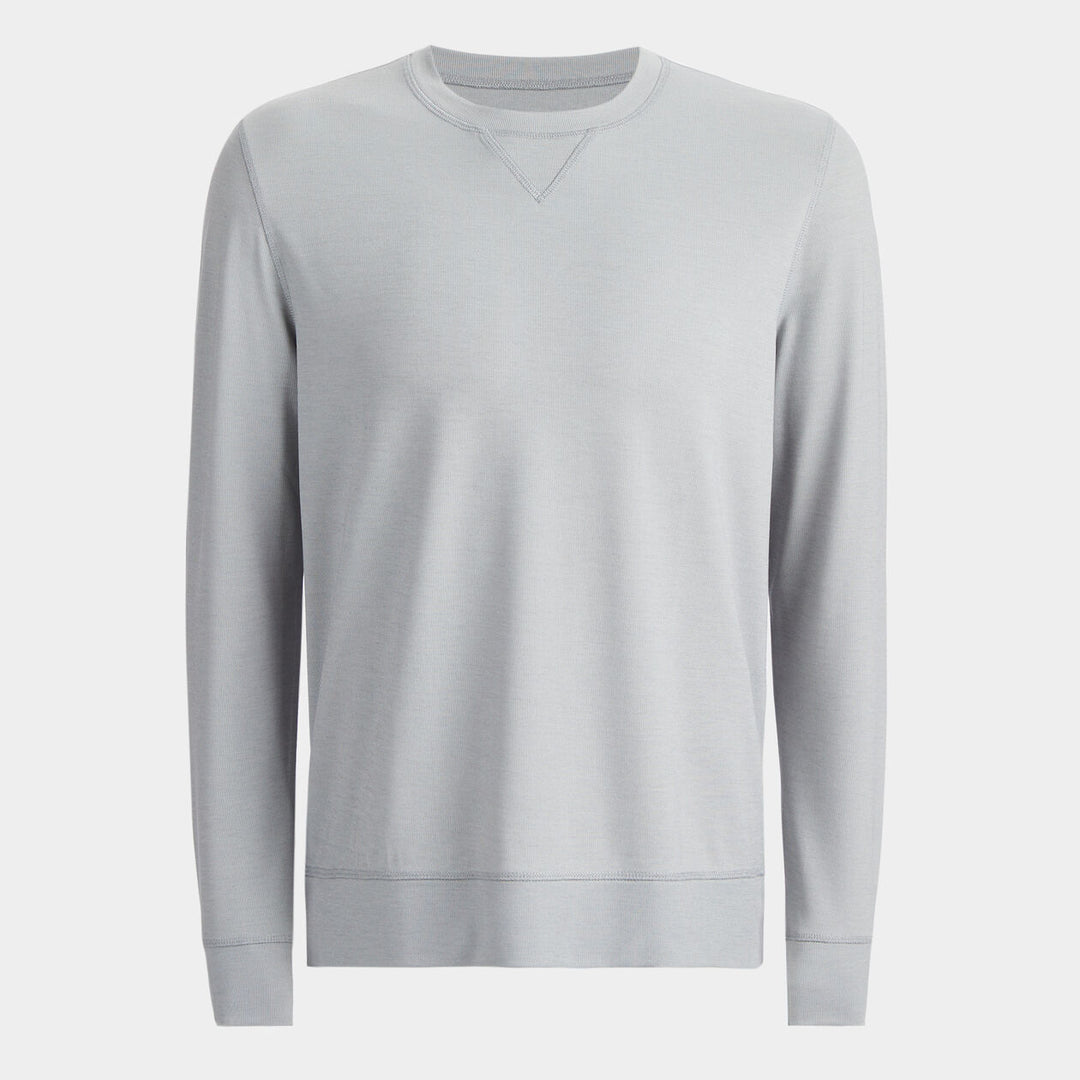 G/FORE MENS PERFORMANCE PIQUÉ CREWNECK LAYER - LIGHT HEATHER GREY