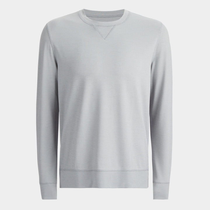 G/FORE MENS PERFORMANCE PIQUÉ CREWNECK LAYER - LIGHT HEATHER GREY