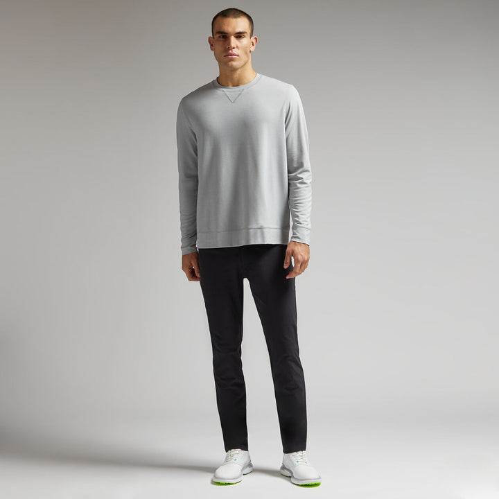 G/FORE MENS PERFORMANCE PIQUÉ CREWNECK LAYER - LIGHT HEATHER GREY