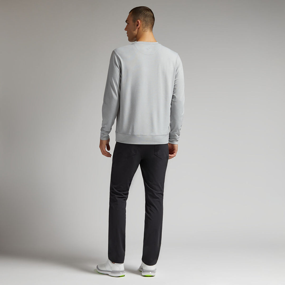 G/FORE MENS PERFORMANCE PIQUÉ CREWNECK LAYER - LIGHT HEATHER GREY