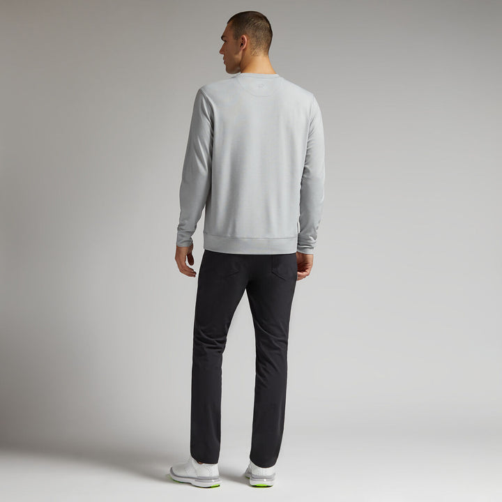 G/FORE MENS PERFORMANCE PIQUÉ CREWNECK LAYER - LIGHT HEATHER GREY