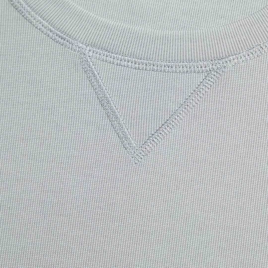 G/FORE MENS PERFORMANCE PIQUÉ CREWNECK LAYER - LIGHT HEATHER GREY