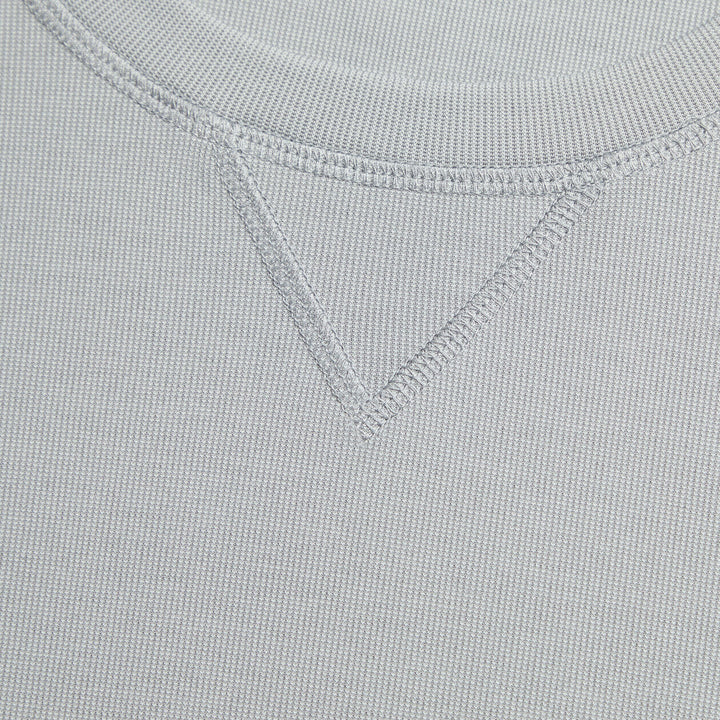 G/FORE MENS PERFORMANCE PIQUÉ CREWNECK LAYER - LIGHT HEATHER GREY