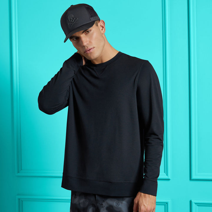 G/FORE MENS PERFORMANCE PIQUÉ CREWNECK LAYER - ONYX