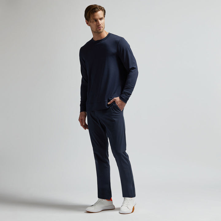 G/FORE MENS PERFORMANCE PIQUÉ CREWNECK LAYER - TWILIGHT