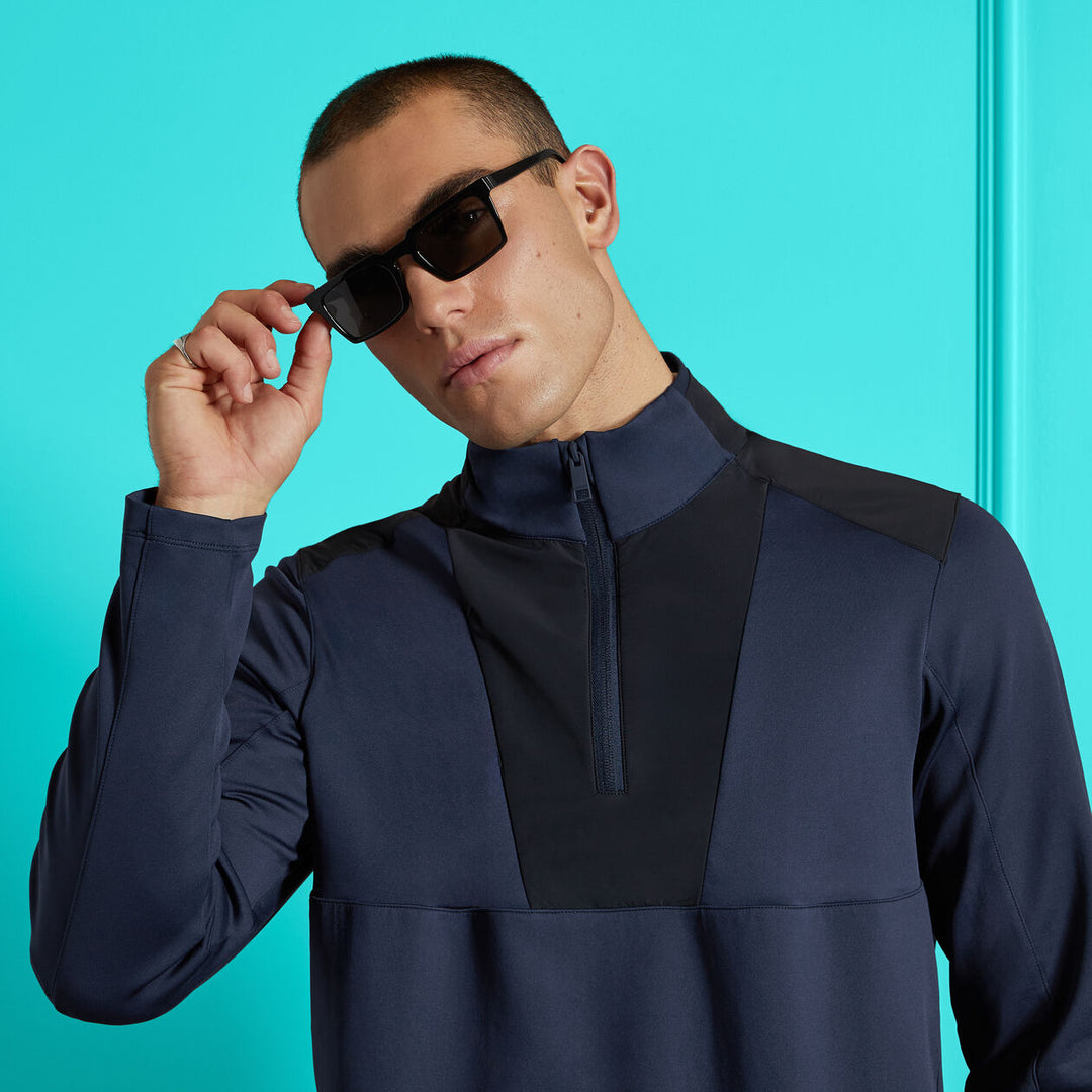 G/FORE MENS DOUBLE KNIT BRUSHED BACK SCUBA QUARTER ZIP PULLOVER - TWILIGHT