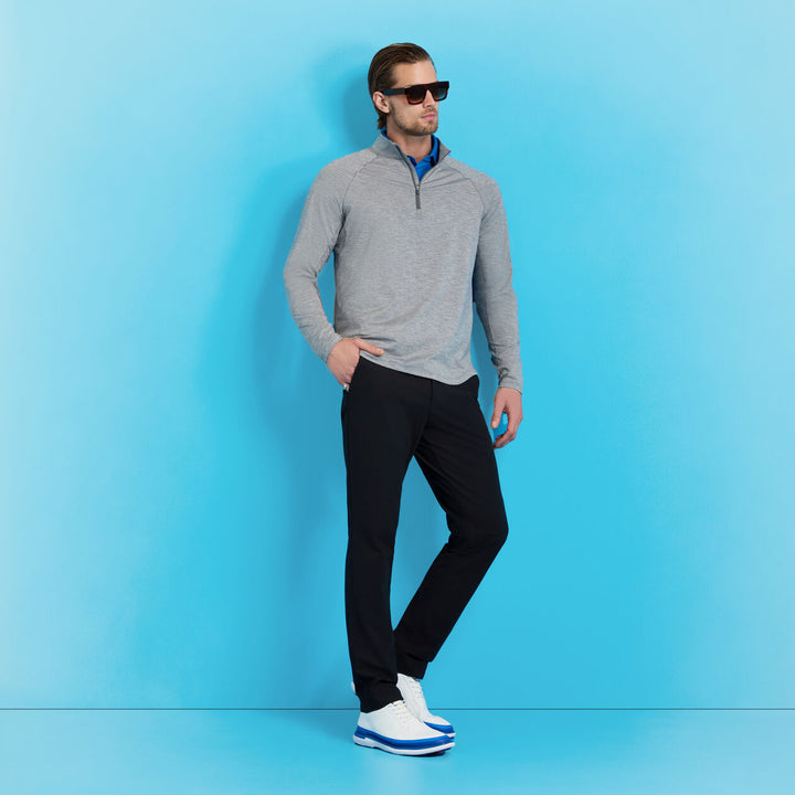 G/FORE MEN'S TECH MÉLANGE RAGLAN QUARTER ZIP PULLOVER - CHARCOAL MELANGE