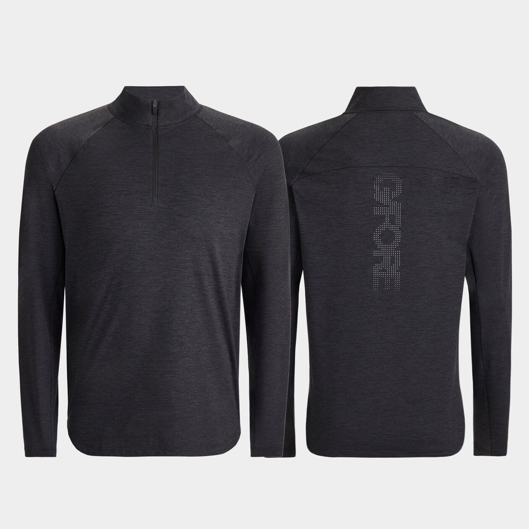 G/FORE MENS TECH MÉLANGE RAGLAN QUARTER ZIP PULLOVER - DARK CHARCOAL HEATHER