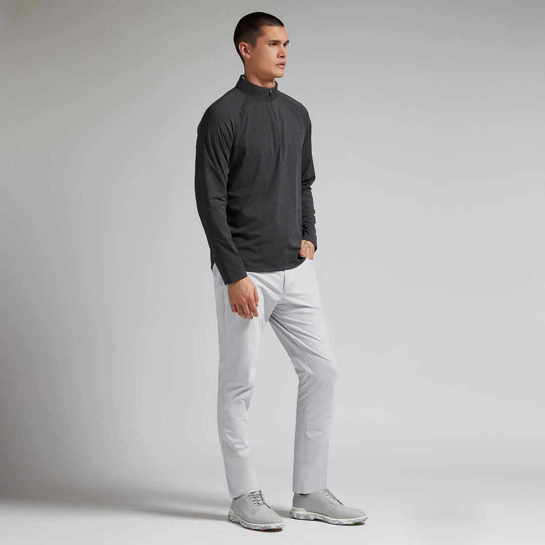 G/FORE MENS TECH MÉLANGE RAGLAN QUARTER ZIP PULLOVER - DARK CHARCOAL HEATHER