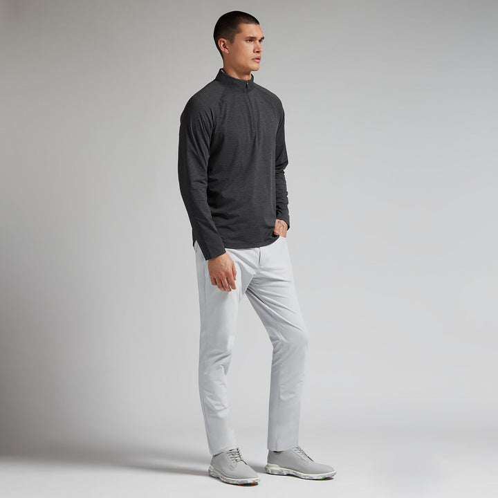 G/FORE MENS TECH MÉLANGE RAGLAN QUARTER ZIP PULLOVER - DARK CHARCOAL HEATHER
