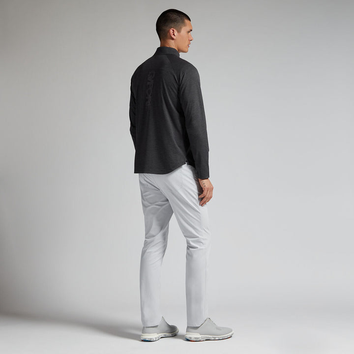 G/FORE MENS TECH MÉLANGE RAGLAN QUARTER ZIP PULLOVER - DARK CHARCOAL HEATHER