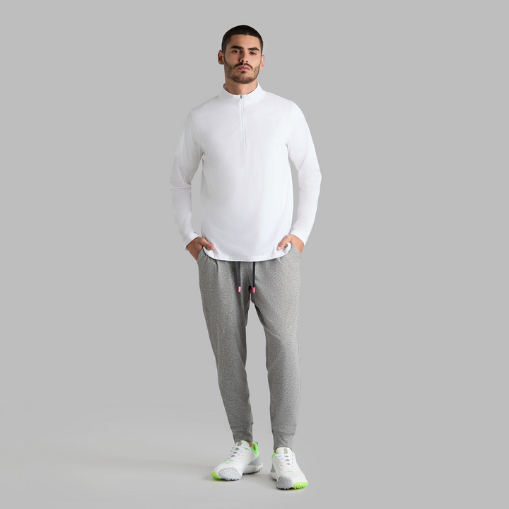 G/FORE MEN'S TECH MÉLANGE RAGLAN QUARTER ZIP PULLOVER - SNOW