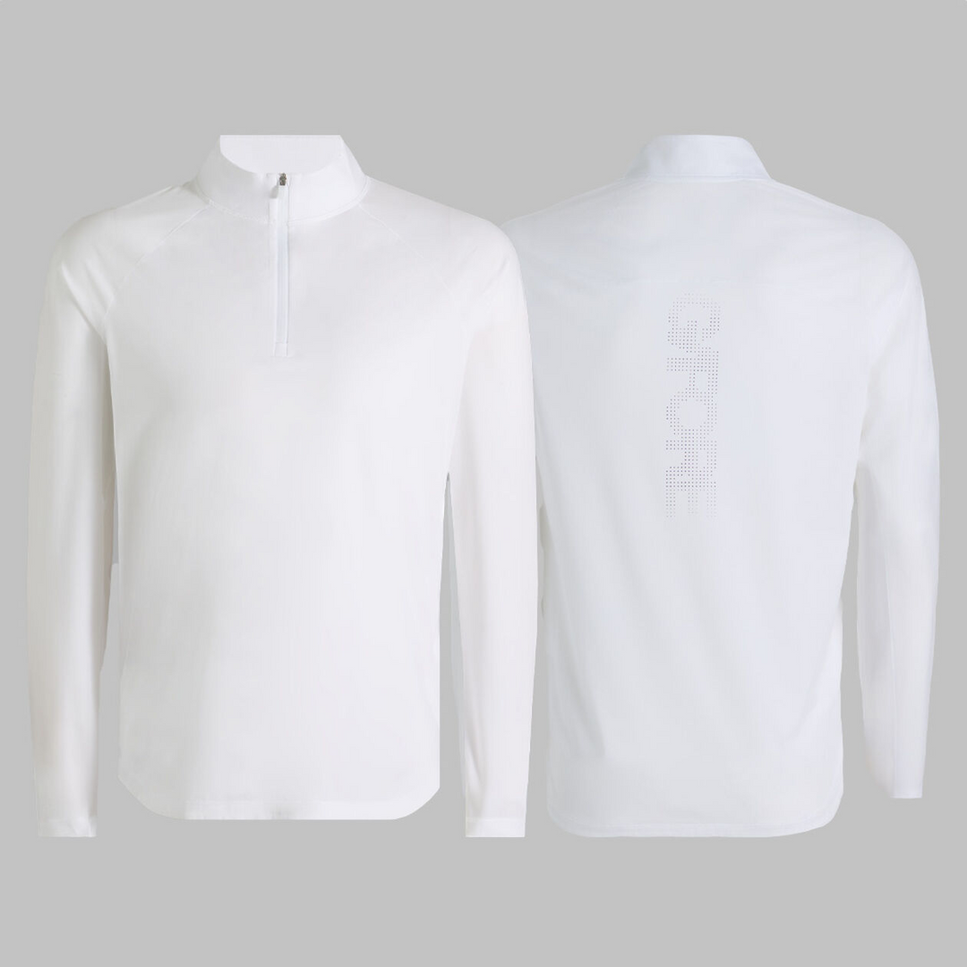 G/FORE MEN'S TECH MÉLANGE RAGLAN QUARTER ZIP PULLOVER - SNOW