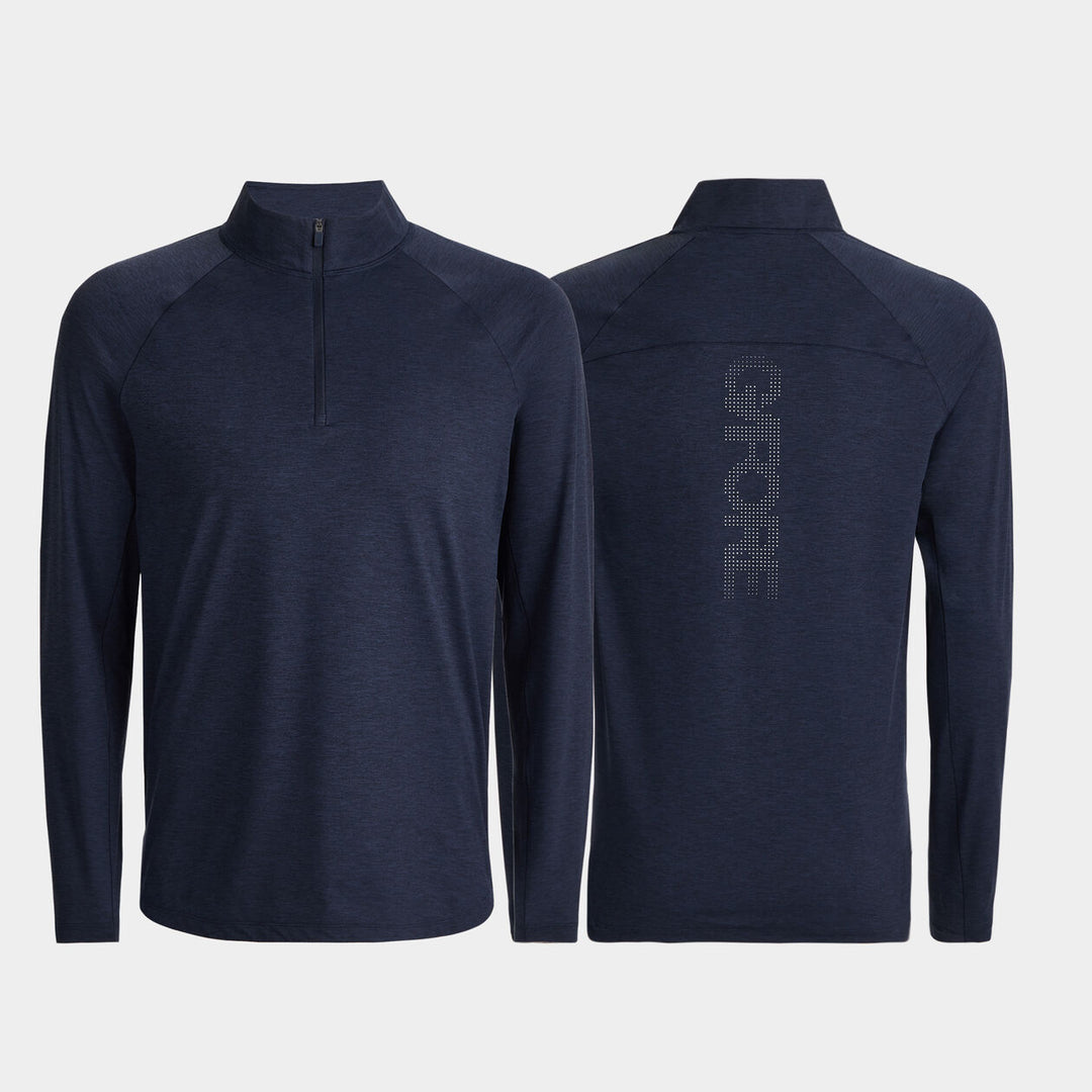 G/FORE MENS TECH MÉLANGE RAGLAN QUARTER ZIP PULLOVER - TWILIGHT
