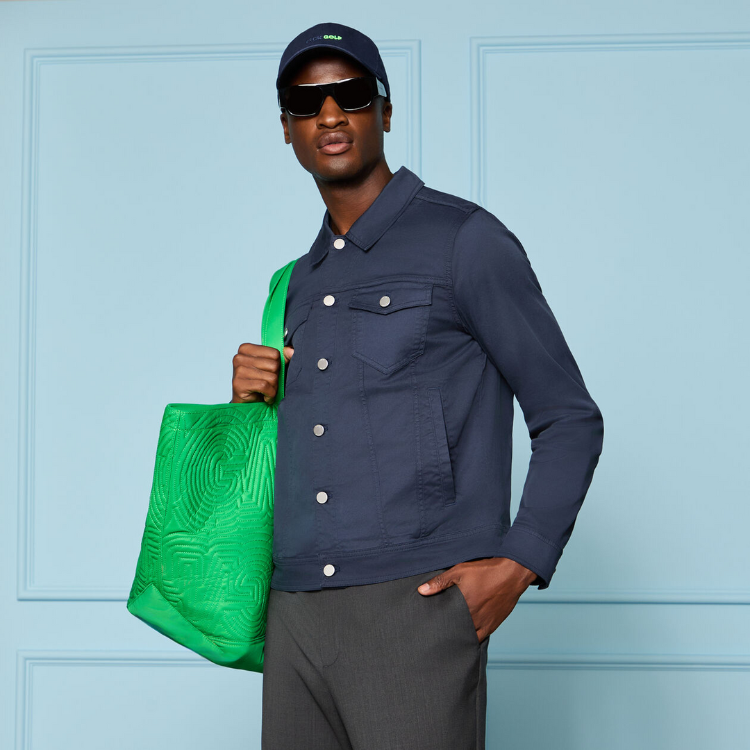 G/FORE MEN'S STRETCH COTTON GABARDINE TRUCKER JACKET - TWILIGHT