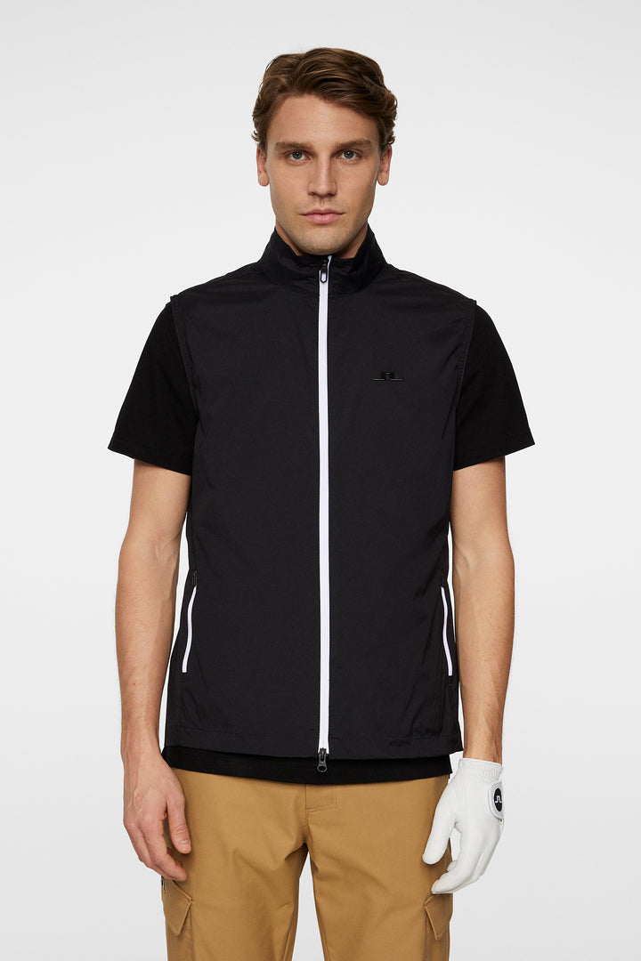 J.Lindeberg Men's Ash Light Packable Vest- BLACK