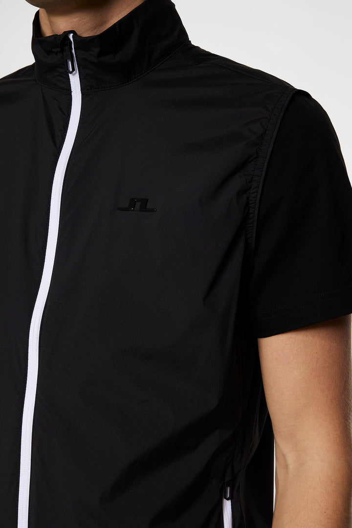 J.Lindeberg Men's Ash Light Packable Vest- BLACK