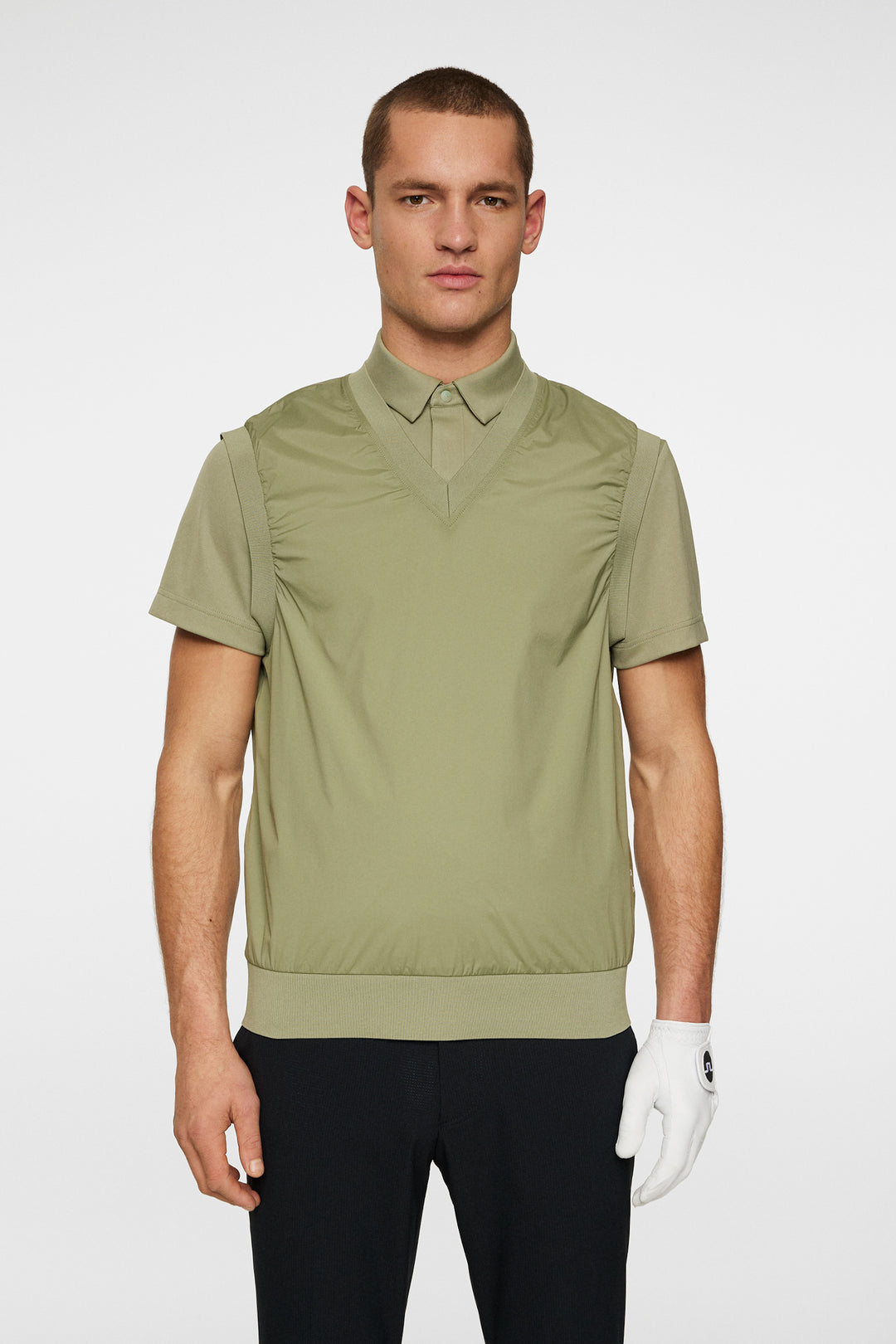 J.Lindeberg Men's Hybrid Vest Windbreaker - OIL GREEN