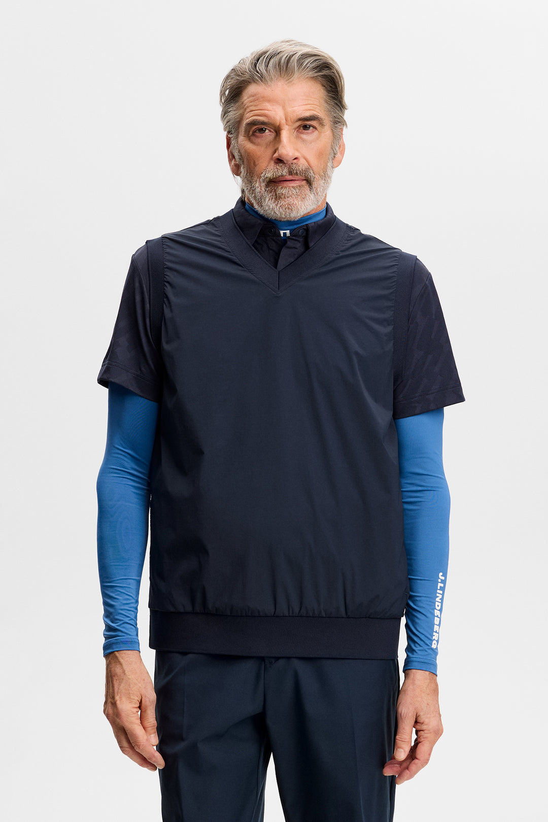 J.Lindeberg Men's Hybrid Vest Windbreaker - NAVY