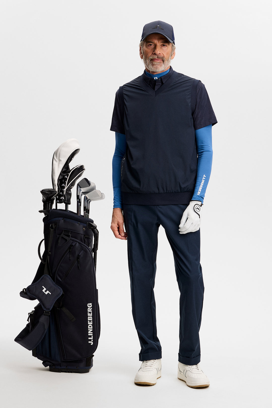 J.Lindeberg Men's Hybrid Vest Windbreaker - NAVY