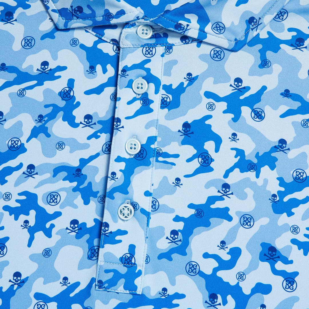 G/FORE MEN'S MAPPED ICON CAMO TECH JERSEY MODERN SPREAD COLLAR POLO - BAJA