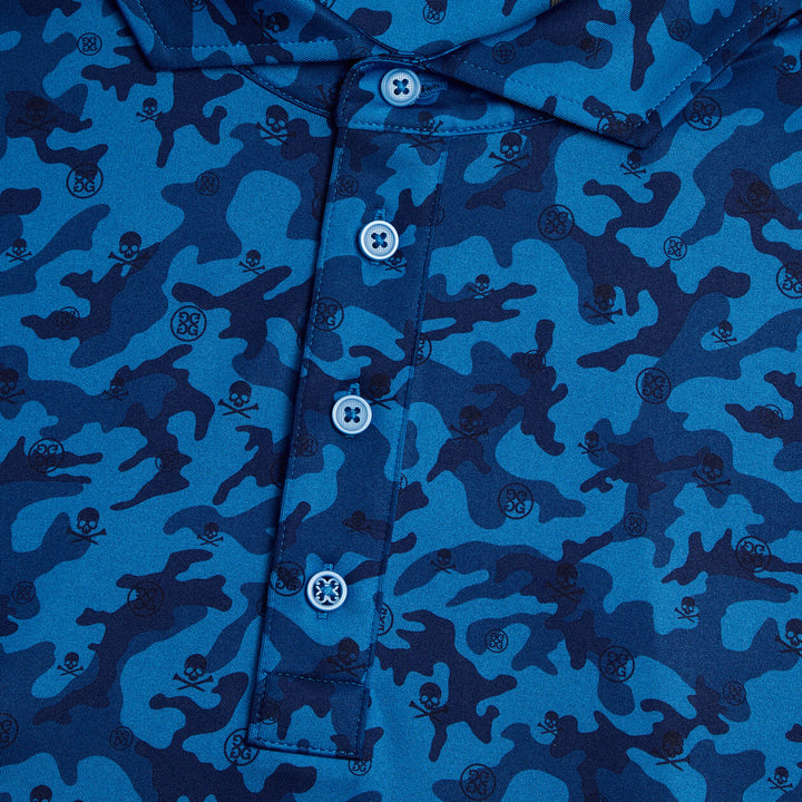 G/FORE MEN'S MAPPED ICON CAMO TECH JERSEY MODERN SPREAD COLLAR POLO - LISBON