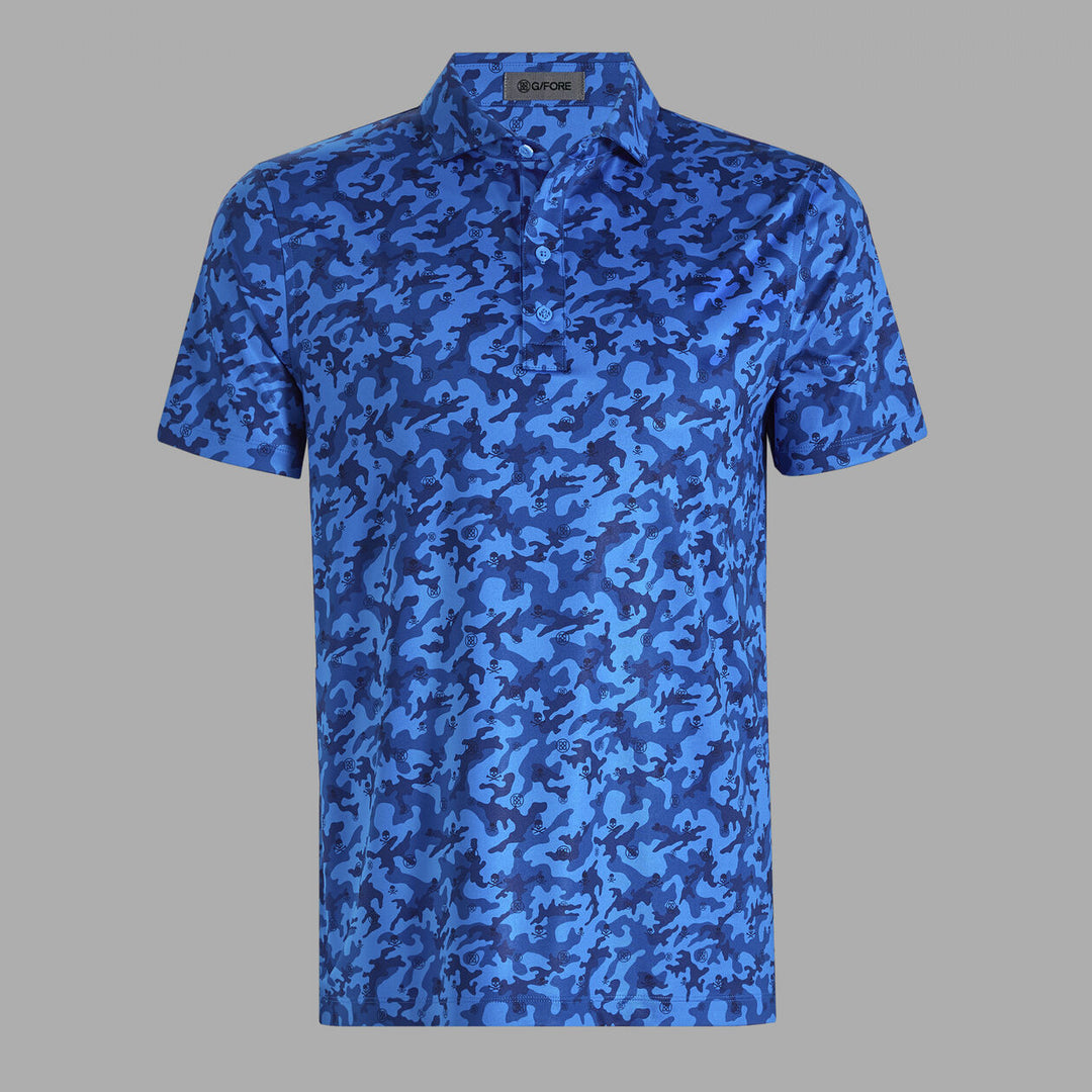G/FORE MEN'S MAPPED ICON CAMO TECH JERSEY MODERN SPREAD COLLAR POLO - LISBON
