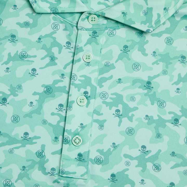 G/FORE MEN'S MAPPED ICON CAMO TECH JERSEY MODERN SPREAD COLLAR POLO - MENTHOL