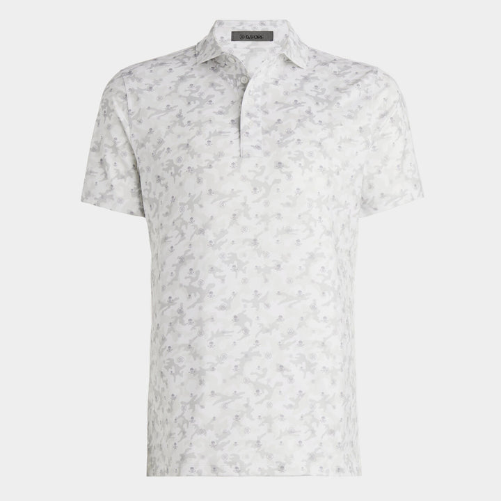 G/FORE MENS MAPPED ICON CAMO TECH JERSEY MODERN SPREAD COLLAR POLO - SNOW