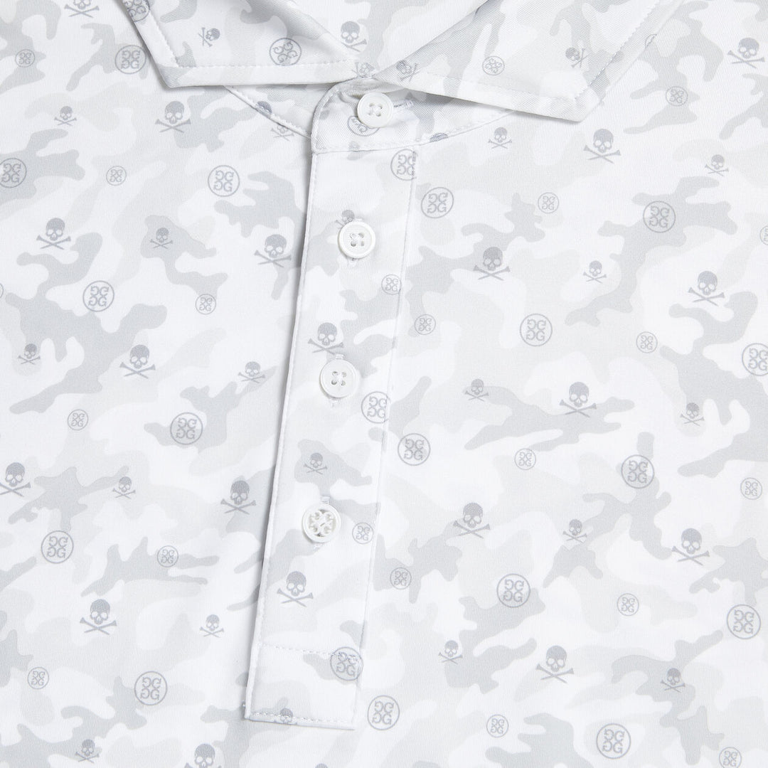 G/FORE MENS MAPPED ICON CAMO TECH JERSEY MODERN SPREAD COLLAR POLO - SNOW