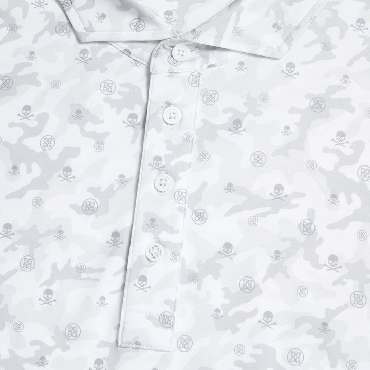 G/FORE MENS MAPPED ICON CAMO TECH JERSEY MODERN SPREAD COLLAR POLO - SNOW