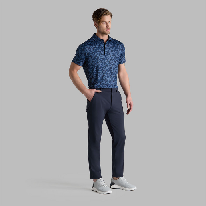 G/FORE MEN'S MAPPED ICON CAMO TECH JERSEY MODERN SPREAD COLLAR POLO - TWILIGHT