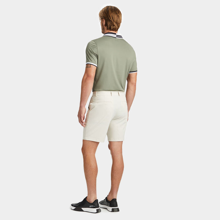 G/FORE MEN'S CONTRAST STRIPED COLLAR TECH JERSEY BANDED SLEEVE POLO - ISLE