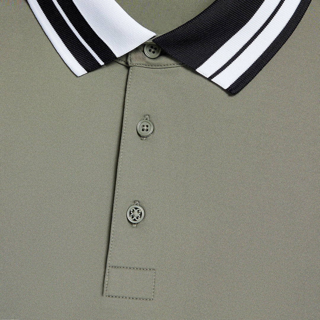 G/FORE MEN'S CONTRAST STRIPED COLLAR TECH JERSEY BANDED SLEEVE POLO - ISLE