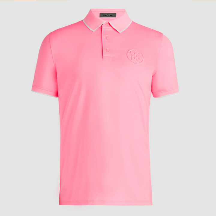 G/FORE MEN'S RIB COLLAR CIRCLE G EMBOSSED TECH POLO - CANDY