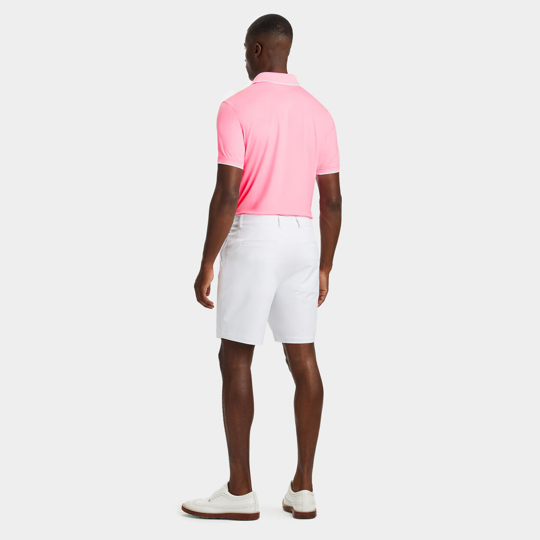 G/FORE MEN'S RIB COLLAR CIRCLE G EMBOSSED TECH POLO - CANDY