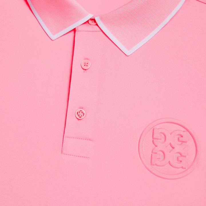G/FORE MEN'S RIB COLLAR CIRCLE G EMBOSSED TECH POLO - CANDY