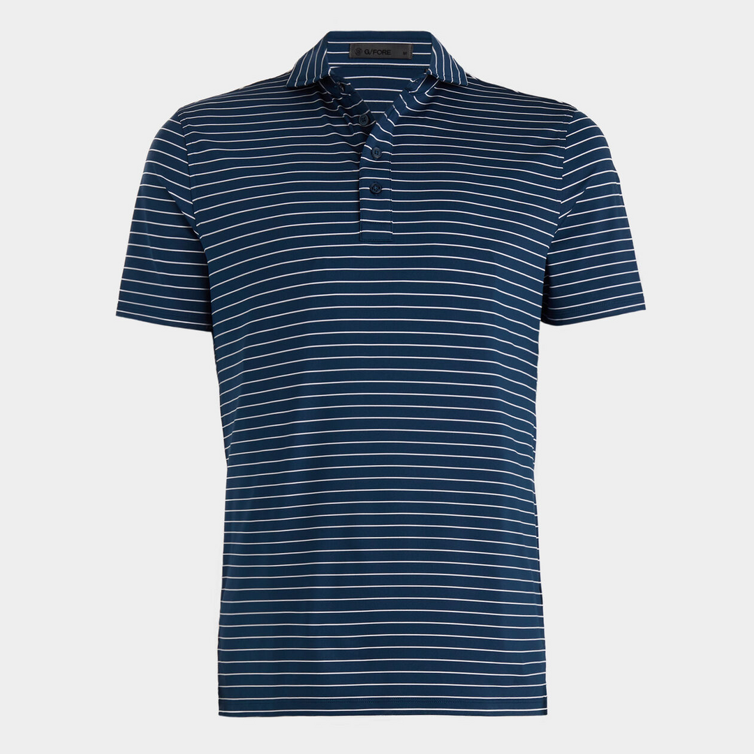 G/FORE MENS FEEDER STRIPE TECH JERSEY POLO - STORM